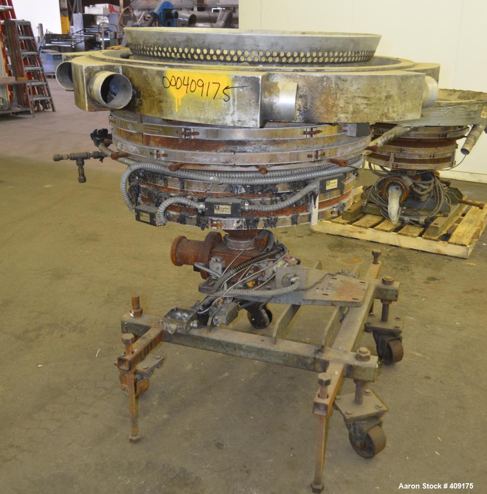 Used Gloucester Engineering Blown Film Die, Approximate 28" diameter. Includes an air ring, and cart.