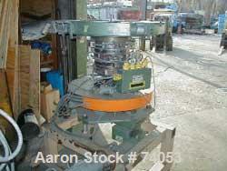 USED: Polysystems 5" single layer blown film die, mounted on an oscillating die cart. 5" Uniflo single lip air ring. Serial#UF08E-05-S rotating air ring with 4 input ports and 5.75" ID.