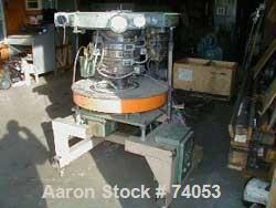 USED: Polysystems 5" single layer blown film die, mounted on an oscillating die cart. 5" Uniflo single lip air ring. Serial#UF08E-05-S rotating air ring with 4 input ports and 5.75" ID.