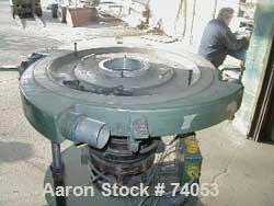 USED: Polysystems 5" single layer blown film die, mounted on an oscillating die cart. 5" Uniflo single lip air ring. Serial#UF08E-05-S rotating air ring with 4 input ports and 5.75" ID.