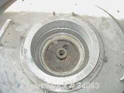 USED: Polysystems 5" single layer blown film die, mounted on an oscillating die cart. 5" Uniflo single lip air ring. Serial#UF08E-05-S rotating air ring with 4 input ports and 5.75" ID.
