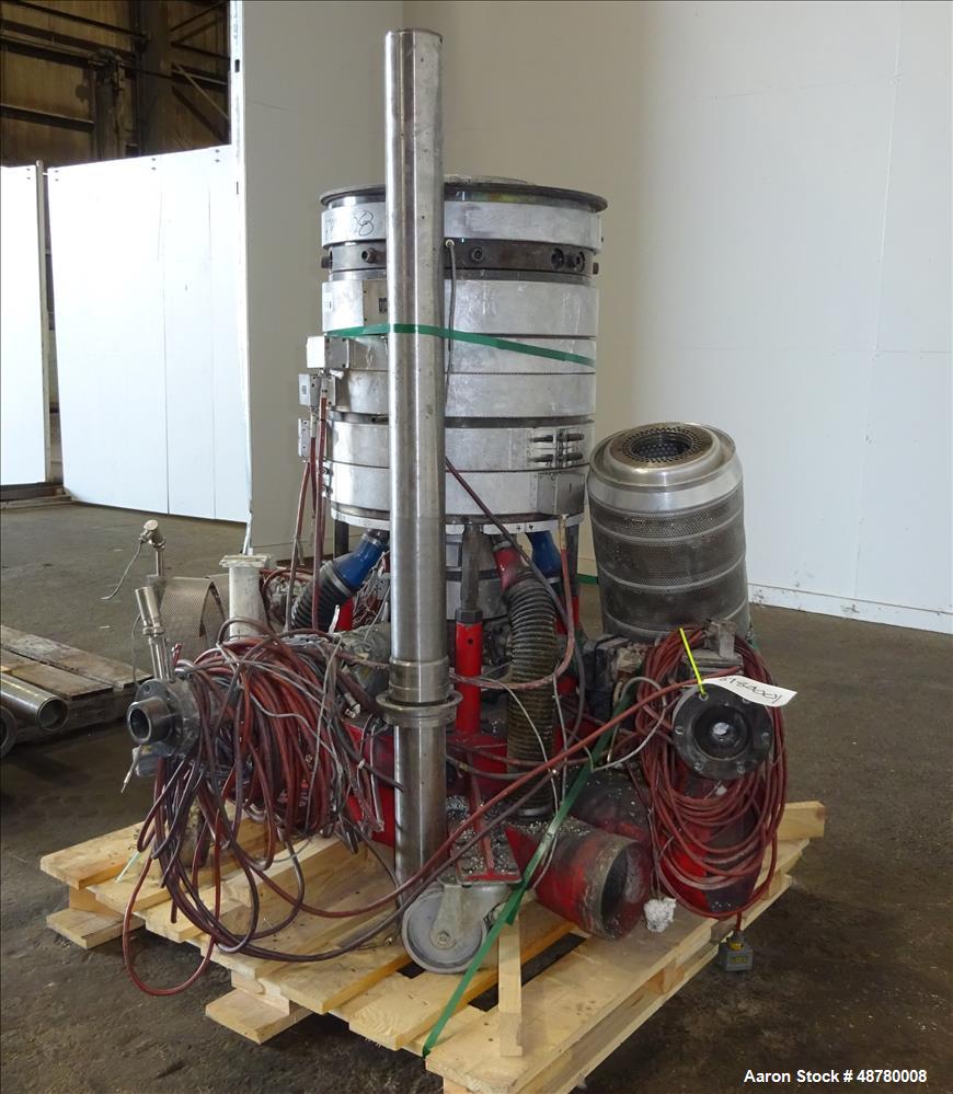 Used Windmoller & Holscher blown film head, type 214/315-3 ZJK. 10.92" (280 mm) dia. inner ring. Incl. motor. On (4) wheels.