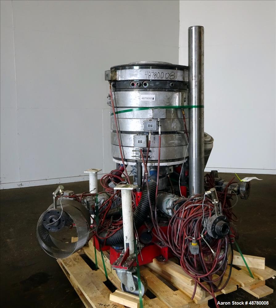 Used Windmoller & Holscher blown film head, type 214/315-3 ZJK. 10.92" (280 mm) dia. inner ring. Incl. motor. On (4) wheels.