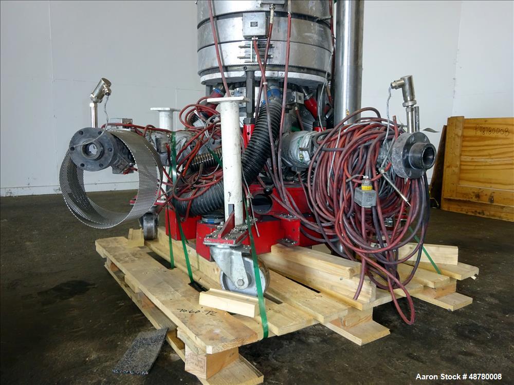 Used Windmoller & Holscher blown film head, type 214/315-3 ZJK. 10.92" (280 mm) dia. inner ring. Incl. motor. On (4) wheels.