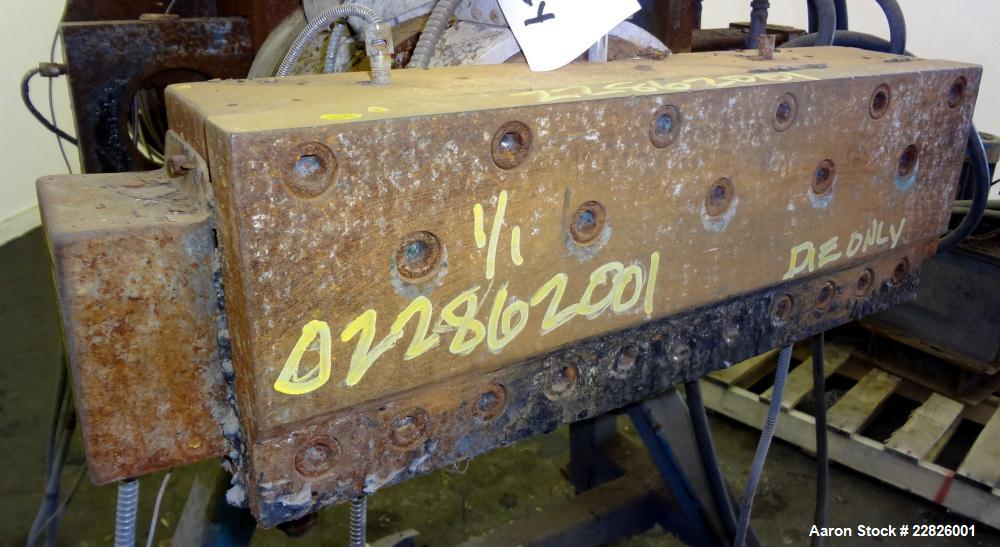 Used Barrel Mounted 30 Hole Strand Die. No manufacturers tag. Last used on a 110mm twin screw extruder.
