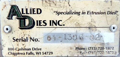 Used Allied Dies 28 Wide Flex Lip Sheet Die, Model ADRW, Job #99-1306-0102. No choker bar. 1" Back center feed. 1/460 Volt.