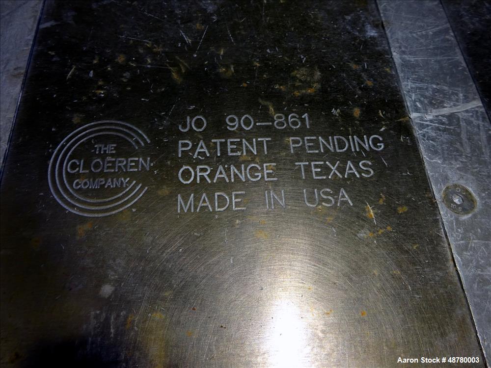 Used Cloeren Epoch IV Fixed Geometry multi layer Sheet Die. 58.5" (1500 mm) Working length, 62.5" (1600 mm) total length, 0-3.8 mm die gap range, flex lip type 2 mm.Removable lower lip. Lip adjustmen...