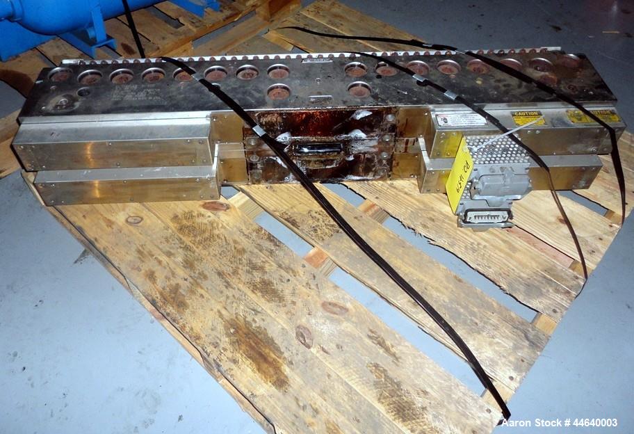 Used EDI Extrusion Dies 44" Wide Ultraflex Sheet Die, Model H-100. Flexible upper lip, removable lower lip, back center feed. Serial# 98-20484, built 1998.