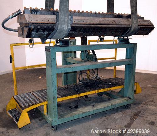 Used EDI 90" Wide Extrusion Die, Model Ultraflex HR75. Job# 93-15194-1-2. Back center feed. Includes die stand.