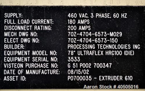 Used EDI 78" Wide UltraFlex HRC100 Sheet Die with control panel. Built 2002.