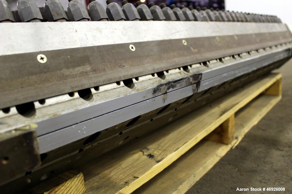 Used JSW Japan Steel Works 1530mm (60.2") Wide Sheet Die, Model T-Die. Fixed lips, restrictor bar, back center feed with adapter. Serial# 1367.