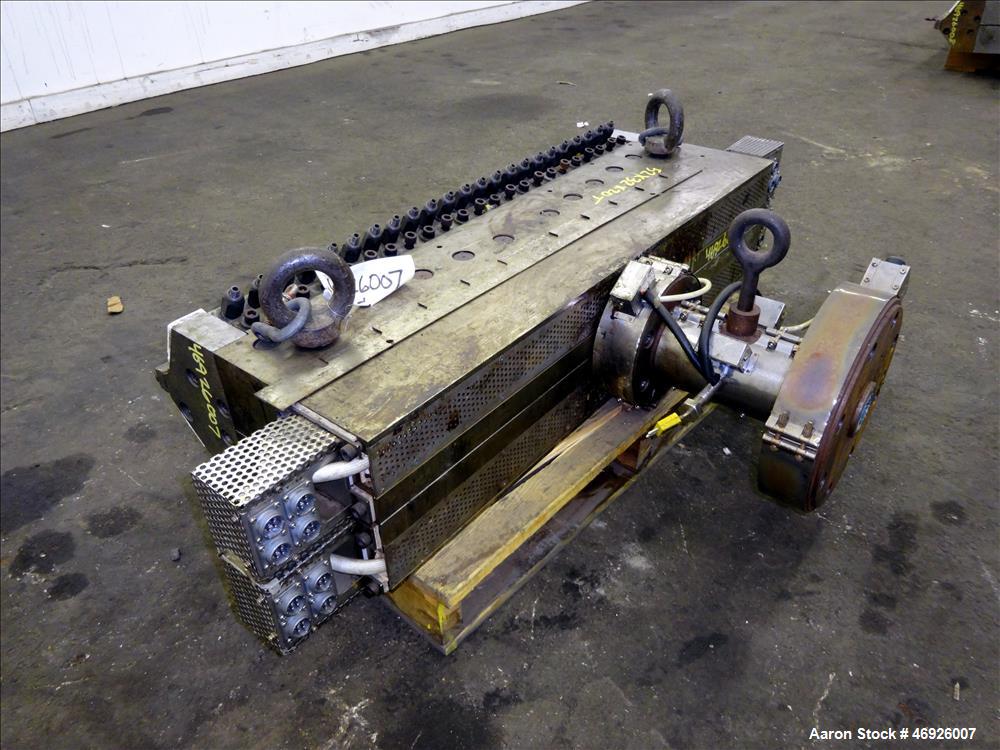 Used JSW Japan Steel Works 925mm (36.4") Wide Sheet Die, Model T-Die. Fixed lips, restrictor bar, back center feed with adapter. Serial# 1368.