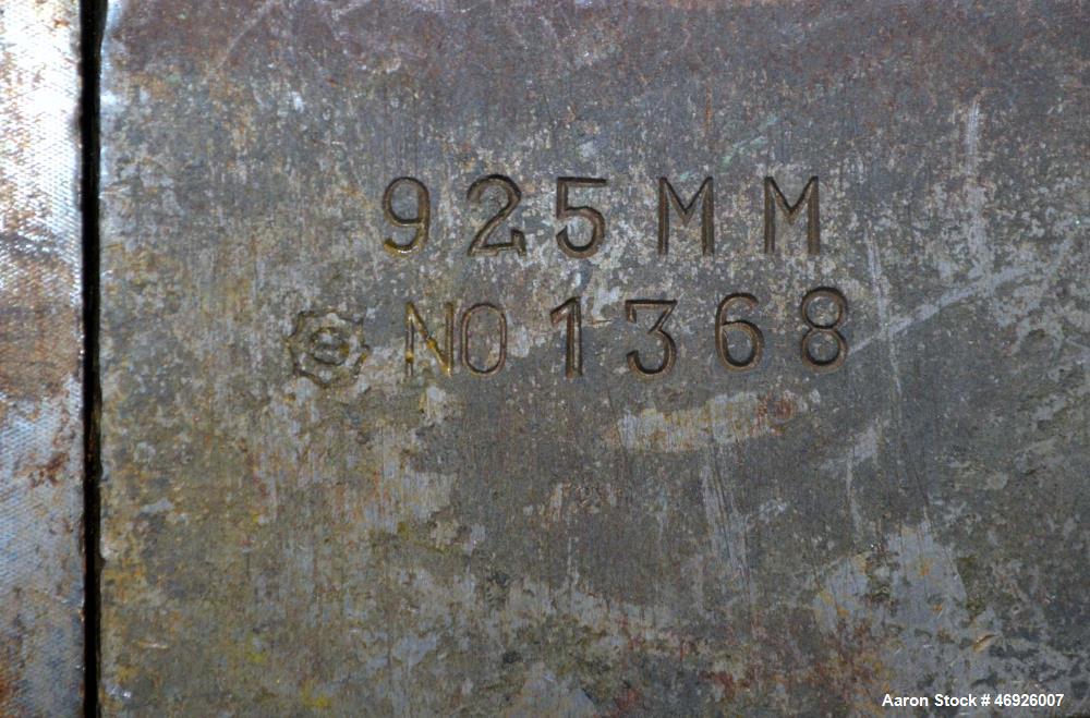 Used JSW Japan Steel Works 925mm (36.4") Wide Sheet Die, Model T-Die. Fixed lips, restrictor bar, back center feed with adapter. Serial# 1368.