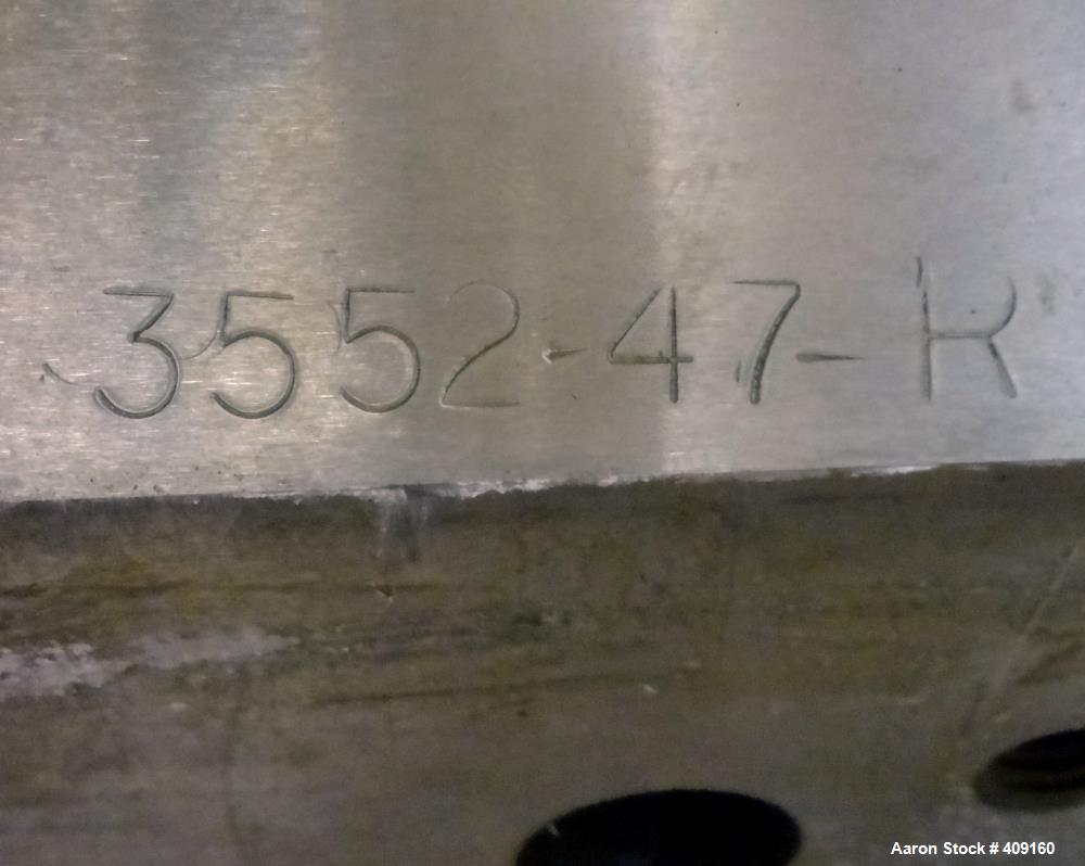 Used Johnson 21" Wide Sheet Die, 15-5PH Stainless Steel. Coat hanger design, restrictor bar, and back center feed. Serial# 3552-47-R.