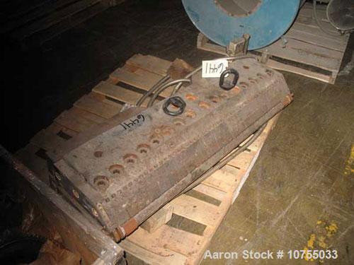 Used 46" Masterflex HD-100 Sheet Die. Job #5256-98, Welex part #0487, 1935. 1.5" diameter rear material entrance, .025 to .125 lip opening with a 1.125 land, 5 temperature zones with 350 watt heaters...
