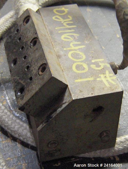 Used- 6 Hole Strand Die, Carbon Steel. Approximate 1/2" diameter back center feed.