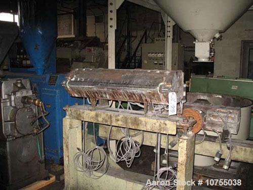 Used Production Components 32" HD-75 Masterflex Sheet Die.  .010-.085 lip opening, 230 volts, 1.25" diameter rear material entry, nickel plated for running PVC, mfg 1/96, die only 1075 lbs. Mounted o...