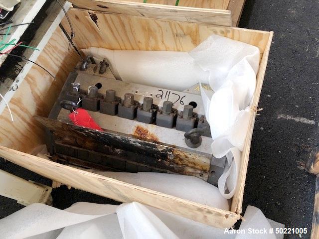Used 24" Wide Flex Lip Sheet Extrusion Die. Includes 45 degree restrictor bar and 30/45 degree down angle adapter.