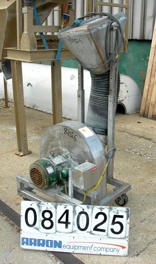 USED: Air knife, stainless steel. Approx 10" wide x 21" long area.Includes a 3 hp, 3/60/460 volt, 3530 rpm blower. Mounted on a framewith casters.