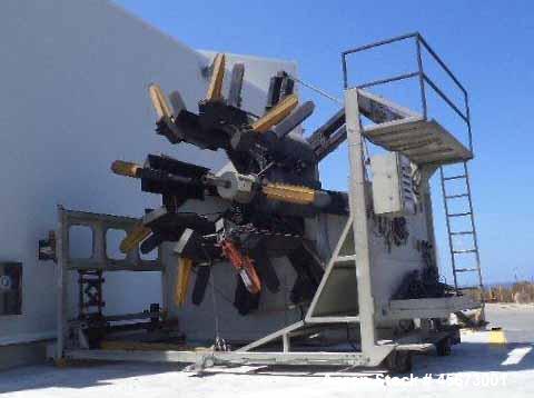 Used Graewe Automatic Pipe Coiler, Model AEW 4000. Handles thermo plastic pipes from 2“-6.3” (50 – 160 mm). Core diameter 5.9“ – 11.4” (1500 – 290 mm), width 5.9“ – 47.2” (150 – 1200 mm). Winding spe...