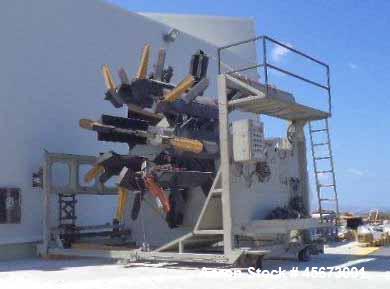 Used Graewe Automatic Pipe Coiler, Model AEW 4000. Handles thermo plastic pipes from 2“-6.3” (50 – 160 mm). Core diameter 5.9“ – 11.4” (1500 – 290 mm), width 5.9“ – 47.2” (150 – 1200 mm). Winding spe...