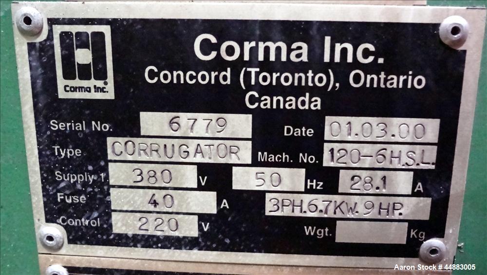 Used Corma Corrugator, Model 120-6HSL
