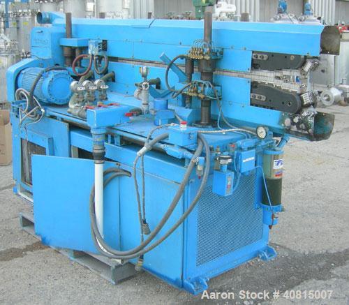 Used Corma Corrugator, Model 120HSL. Maximum line speed 125 feet per minute, approximate 3/4" mold blocks. Driven by an approximate 5 hp motor. Includes a Powertec drive panel.