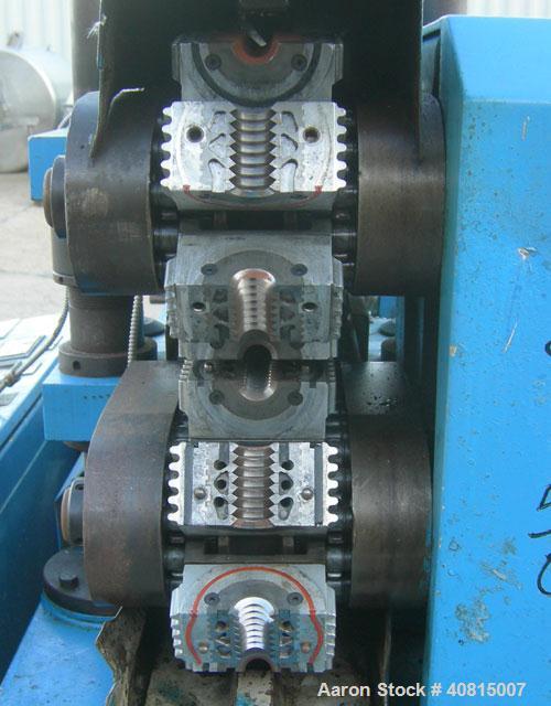 Used Corma Corrugator, Model 120HSL. Maximum line speed 125 feet per minute, approximate 3/4" mold blocks. Driven by an approximate 5 hp motor. Includes a Powertec drive panel.