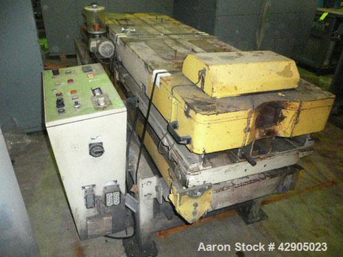 Used Unicor Corrugator, Model UC3-65/55. 65 mm Maximum outer pipe diameter, 10 mm minimum inner pipe diameter, 55 moulds, 39 m/minute belt speed, 110-160 kg/hr thru put, 72" long belt, serial# 90-102...