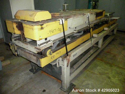 Used Unicor Corrugator, Model UC3-65/55. 65 mm Maximum outer pipe diameter, 10 mm minimum inner pipe diameter, 55 moulds, 39 m/minute belt speed, 110-160 kg/hr thru put, 72" long belt, serial# 90-102...