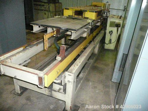 Used Unicor Corrugator, Model UC3-65/55. 65 mm Maximum outer pipe diameter, 10 mm minimum inner pipe diameter, 55 moulds, 39 m/minute belt speed, 110-160 kg/hr thru put, 72" long belt, serial# 90-102...