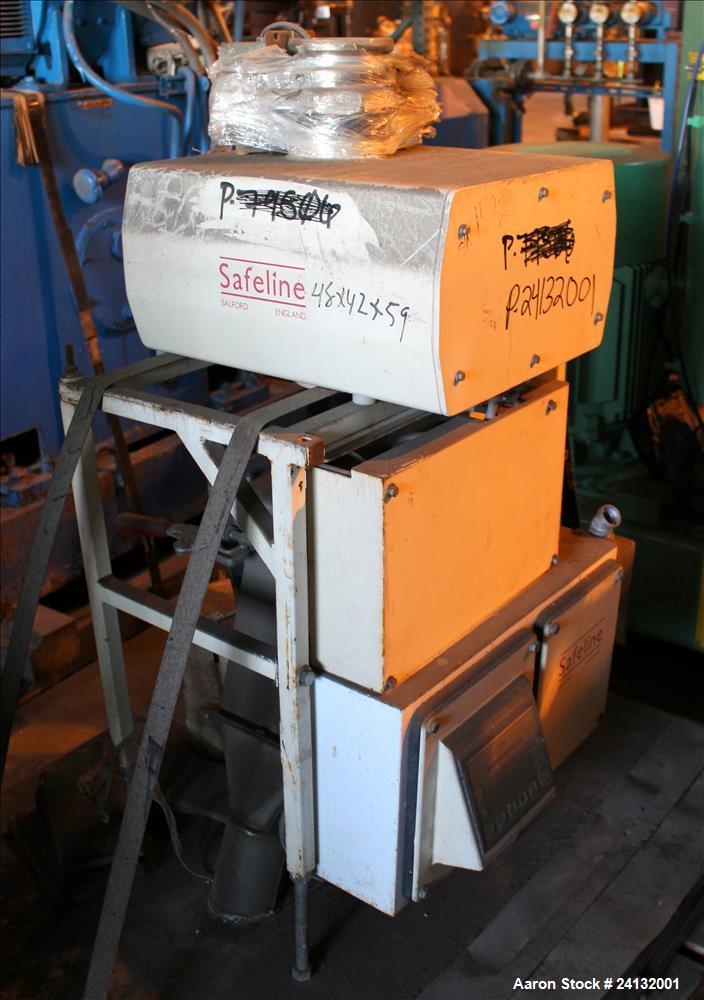 Used- Buss-Condux Hot Face Pelletizing Unit. Includes (1) Safeline metal detector, (1) 20 HP ventilator/blower, (1) 22 KW (3...