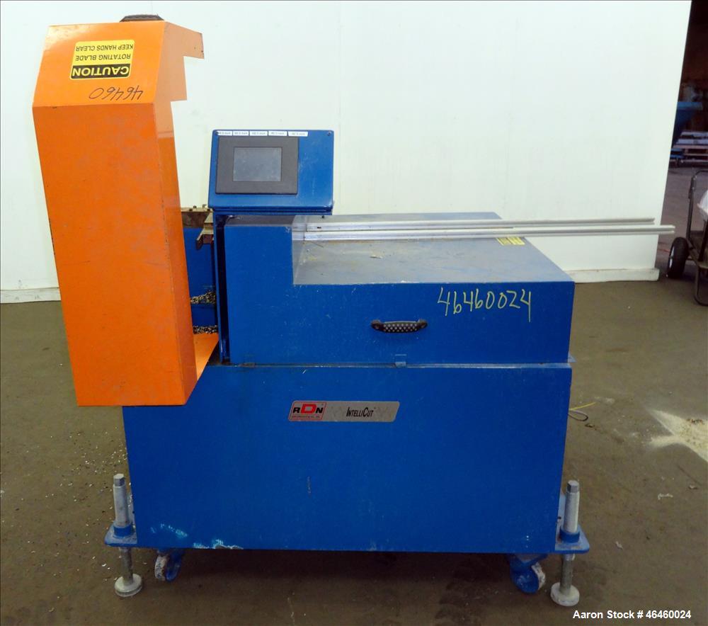 Used RDN IntelliCut Servo-Driven Cutter, Model AC SERVO. 2 Cutting knives, driven by a 4.5hp (3.4kw), 3/60/230 volt, 1750 rpm motor with (2) Morse gearboxs ratio 1.1. Includes HMI screen. Mounted on ...