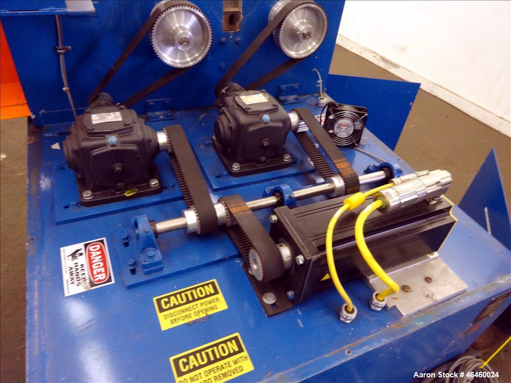 Used RDN IntelliCut Servo-Driven Cutter, Model AC SERVO. 2 Cutting knives, driven by a 4.5hp (3.4kw), 3/60/230 volt, 1750 rpm motor with (2) Morse gearboxs ratio 1.1. Includes HMI screen. Mounted on ...
