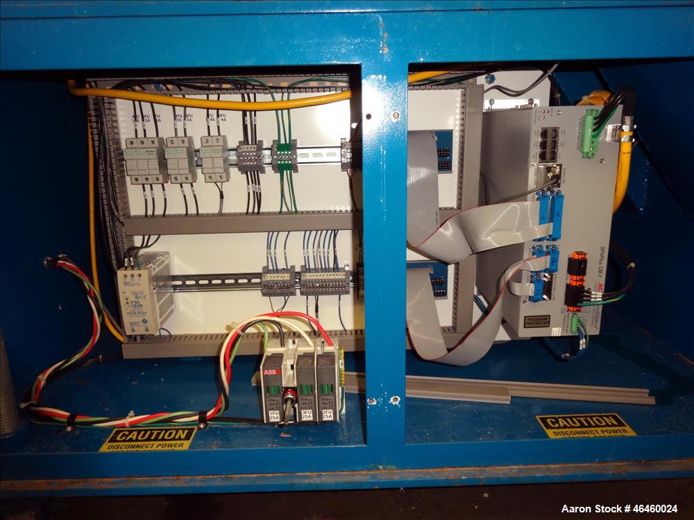 Used RDN IntelliCut Servo-Driven Cutter, Model AC SERVO. 2 Cutting knives, driven by a 4.5hp (3.4kw), 3/60/230 volt, 1750 rpm motor with (2) Morse gearboxs ratio 1.1. Includes HMI screen. Mounted on ...