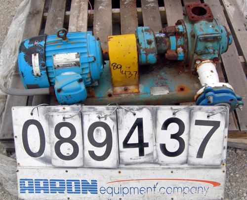 Used Blackmer Sliding Vane Pump, Model XL1.5A, Ductile Cast Iron. 2 1/2" inlet/outlet. Rated approximately 35 gallons per minute at 100 PSI at 1750 RPM. Driven by a 5 HP, 3/60/230/460 Volt, 1735 RPM ...