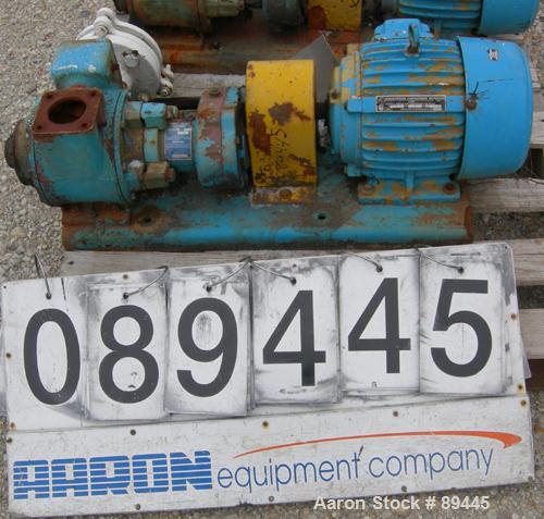 Used Blackmer Sliding Vane Pump, Model XL1.5A, Ductile Cast Iron. 2-1/2" inlet/outlet. Rated approximately 35 gallons per minute at 100 PSI at 1750 RPM. Driven by a 5 HP, 3/60/230/460 Volt, 1735 RPM ...