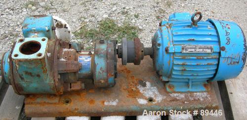 Used Blackmer Sliding Vane Pump, Model XL1.5A, Ductile Cast Iron. 2 1/2" inlet/outlet. Rated approximately 35 gallons per minute at 100 PSI at 1750 RPM. Driven by a 5 HP, 3/60/230/460 Volt, 1735 RPM ...