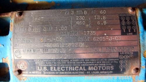 Used Blackmer Sliding Vane Pump, Model XL1.5A, Ductile Cast Iron. 2-1/2" Inlet/outlet. Rated approximately 35 gallons per minute at 100 psi at 1750 rpm. Driven by a 5hp, 3/60/230/460 volt, 1735 rpm X...