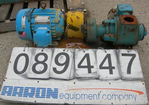 Used Blackmer Sliding Vane Pump, Model XL1.5A, Ductile Cast Iron. 2-1/2" Inlet/outlet. Rated approximately 35 gallons per minute at 100 psi at 1750 rpm. Driven by a 5hp, 3/60/230/460 volt, 1735 rpm X...