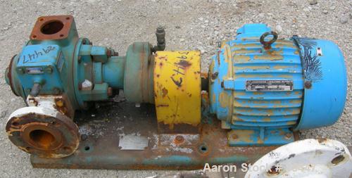 Used Blackmer Sliding Vane Pump, Model XL1.5A, Ductile Cast Iron. 2-1/2" Inlet/outlet. Rated approximately 35 gallons per minute at 100 psi at 1750 rpm. Driven by a 5hp, 3/60/230/460 volt, 1735 rpm X...