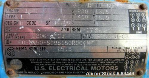 Used Blackmer Sliding Vane Pump, Model XL1.5A, Ductile Cast Iron. 2 1/2" Inlet/outlet. Rated approximately 35 gallons per minute at 100 psi at 1750 rpm. Driven by a 5hp, 3/60/230/460 volt, 1735 rpm X...