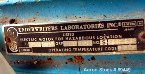 Used Blackmer Sliding Vane Pump, Model XL1.5A, Ductile Cast Iron. 2 1/2" Inlet/outlet. Rated approximately 35 gallons per minute at 100 psi at 1750 rpm. Driven by a 5hp, 3/60/230/460 volt, 1735 rpm X...
