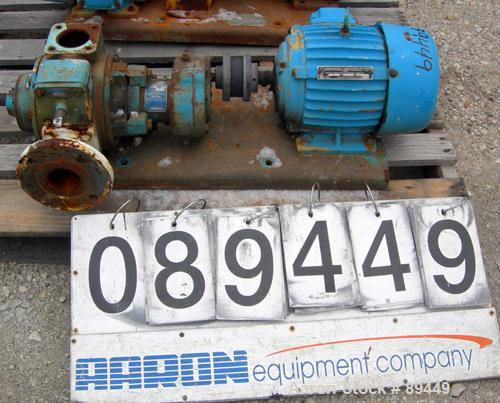 Used Blackmer Sliding Vane Pump, Model XL1.5A, Ductile Cast Iron. 2 1/2" Inlet/outlet. Rated approximately 35 gallons per minute at 100 psi at 1750 rpm. Driven by a 5hp, 3/60/230/460 volt, 1735 rpm X...