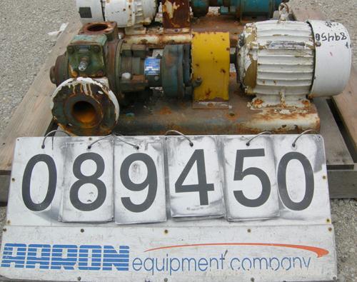 Used Blackmer Sliding Vane Pump, Model XL1.5A, Ductile Cast Iron. 2 1/2" inlet/outlet. Rated approximately 35 gallons per minute at 100 PSI at 1750 RPM. Driven by a 5 HP, 3/60/230/460 Volt, 1735 RPM ...