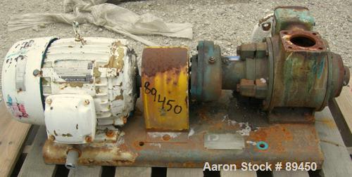 Used Blackmer Sliding Vane Pump, Model XL1.5A, Ductile Cast Iron. 2 1/2" inlet/outlet. Rated approximately 35 gallons per minute at 100 PSI at 1750 RPM. Driven by a 5 HP, 3/60/230/460 Volt, 1735 RPM ...