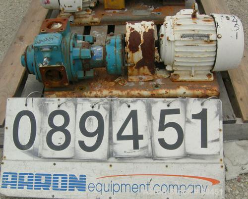 Used Blackmer Sliding Vane Pump, Model XL1.5A, Ductile Cast Iron. 2 1/2" inlet/outlet. Rated approximately 35 gallons per minute at 100 PSI at 1750 RPM. Driven by a 5 HP, 3/60/230/460 Volt, 1735 RPM ...