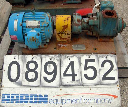 Used Blackmer Sliding Vane Pump, Model XL1.5A, Ductile Cast Iron. 2 1/2" inlet/outlet. Rated approximately 35 gallons per minute at 100 PSI at 1750 RPM. Driven by a 5 HP, 3/60/230/460 Volt, 1735 RPM ...