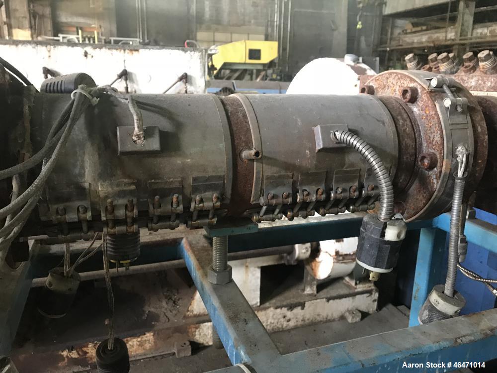Used Dynisco Melt Pump, Model MSDP300. 3.5" Opening, under driven with 15 hp ac motor thru 25.62:1 gearbox, on stand with approximately 54" center line height, with control panel and vfd controller. ...