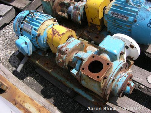 Used Blackmer Gear Pump, Model GSX2 1/24, Carbon Steel. 2.5" Inlet/outlet, rated up to 155 GPM, on base with 5 hp, 230/460 volt motor.